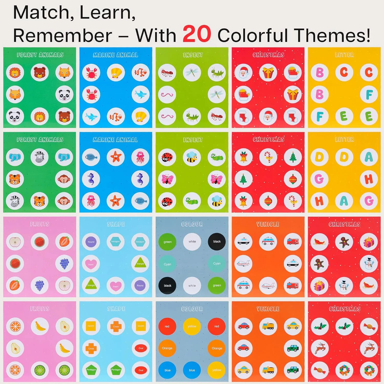 بازی حافظه کودکان با صفحه چرخشی و 10 کارت دو طرفه، بازی آموزشی تطبیق برای کودکان 3-5 ساله، بازی یادگیری پیش دبستانی مناسب سفر با ماشین و هواپیما