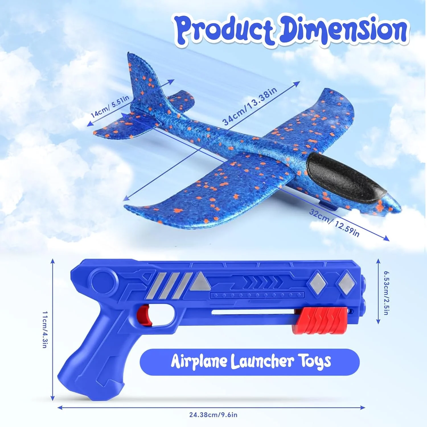 هواپیمای فومی SNAPTRON® با پرتابگر - اسباب بازی هواپیمای پرنده 32 سانتی متری برای کودکان | برد پرواز تا 20 متر | هواپیمای فومی بادوام با پرتابگر آسان | هدیه تولد شگفت انگیز برای پسران و دختران