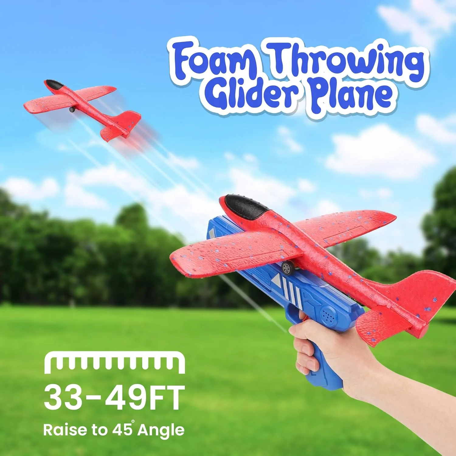 هواپیمای فومی SNAPTRON® با پرتابگر - اسباب بازی هواپیمای پرنده 32 سانتی متری برای کودکان | برد پرواز تا 20 متر | هواپیمای فومی بادوام با پرتابگر آسان | هدیه تولد شگفت انگیز برای پسران و دختران