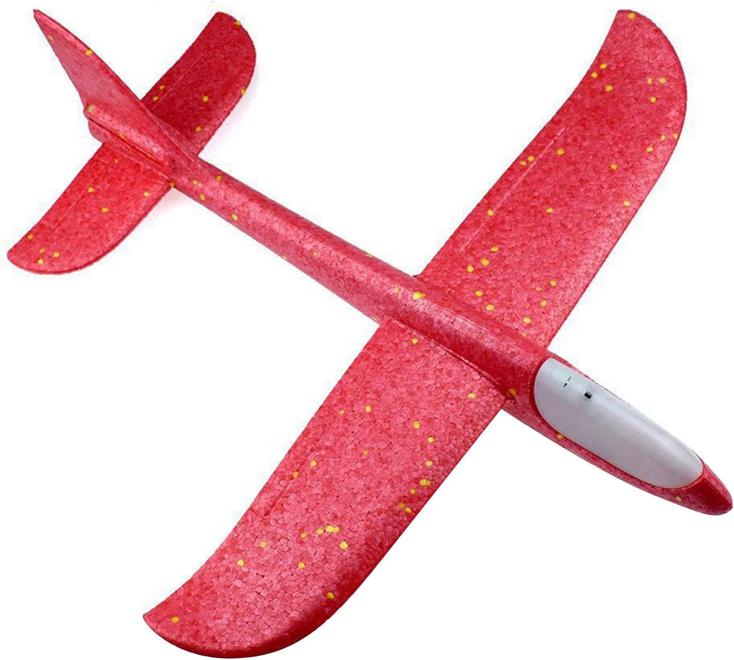 هواپیمای گلایدر پرنده SHOWAY با چراغ LED چشمک زن، 48 سانتی متر، حالت پرواز فومی، پرتاب هواپیما، هواپیمای آکروباتیک، اسباب بازی های بازی ورزشی در فضای باز هدیه برای کودکان 3 4 5 6 7 ساله پسر قرمز