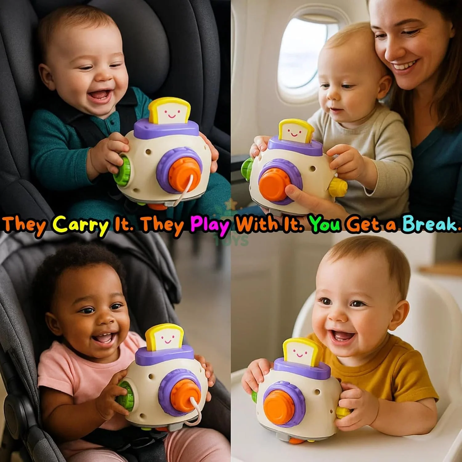 مکعب فعالیت شلوغ کودک نوپا به سبک مونته سوری – اسباب بازی مسافرتی بدون BPA برای مهارت های حرکتی ظریف و یادگیری حسی | اسباب بازی هواپیما، ماشین، کالسکه برای کودکان 1-2 ساله | هدیه ایده آل برای پسران و دختران در امارات