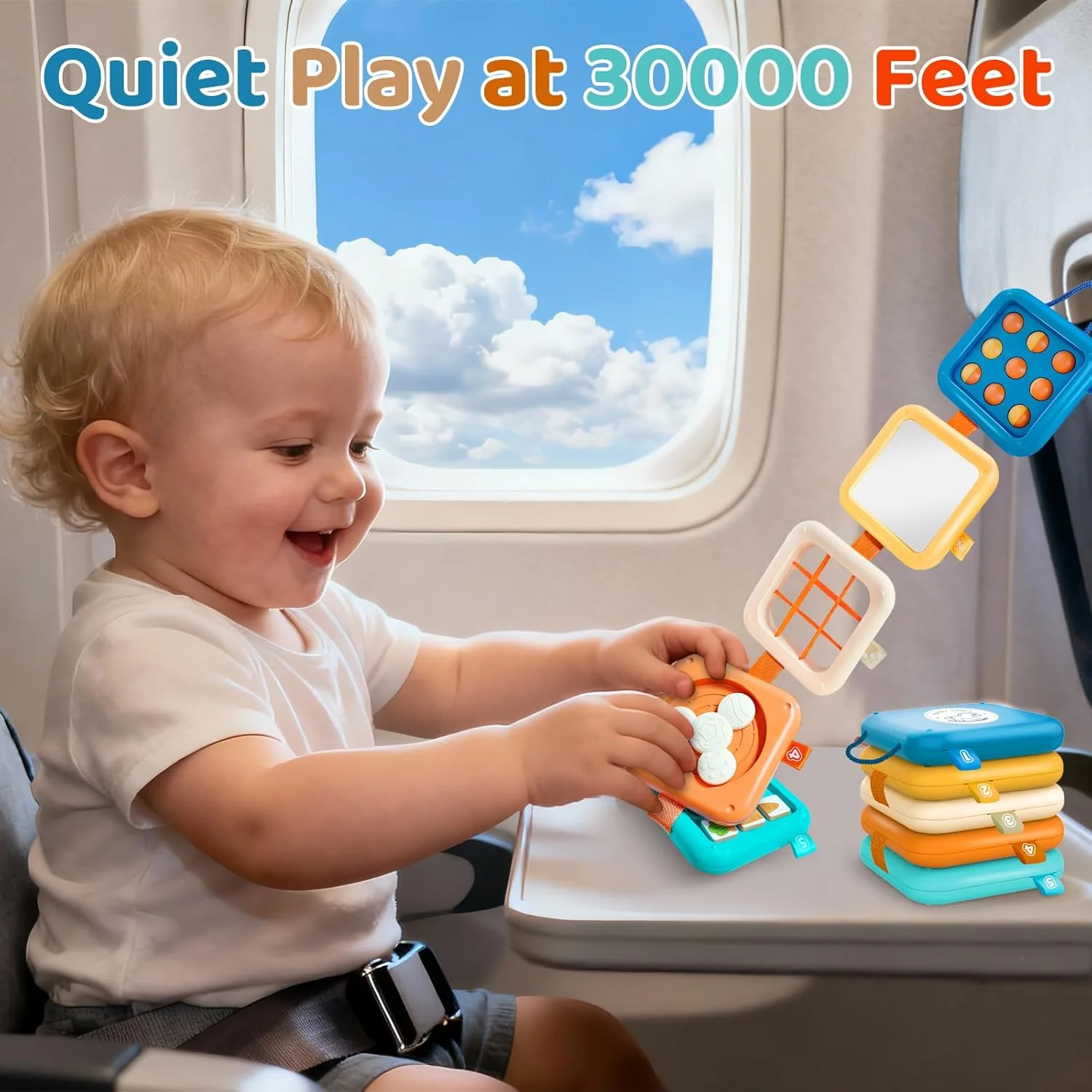 اسباب بازی های مونته سوری برای کودکان 1 ساله - صفحه سرگرمی حسی برای کودکان نوپا 1-3 ساله - مکعب فعالیت های مسافرتی هواپیما و اسباب بازی های بی قرار - هدیه کودک برای یادگیری مهارت های حرکتی برای 6-12، 12-18 ماهگی