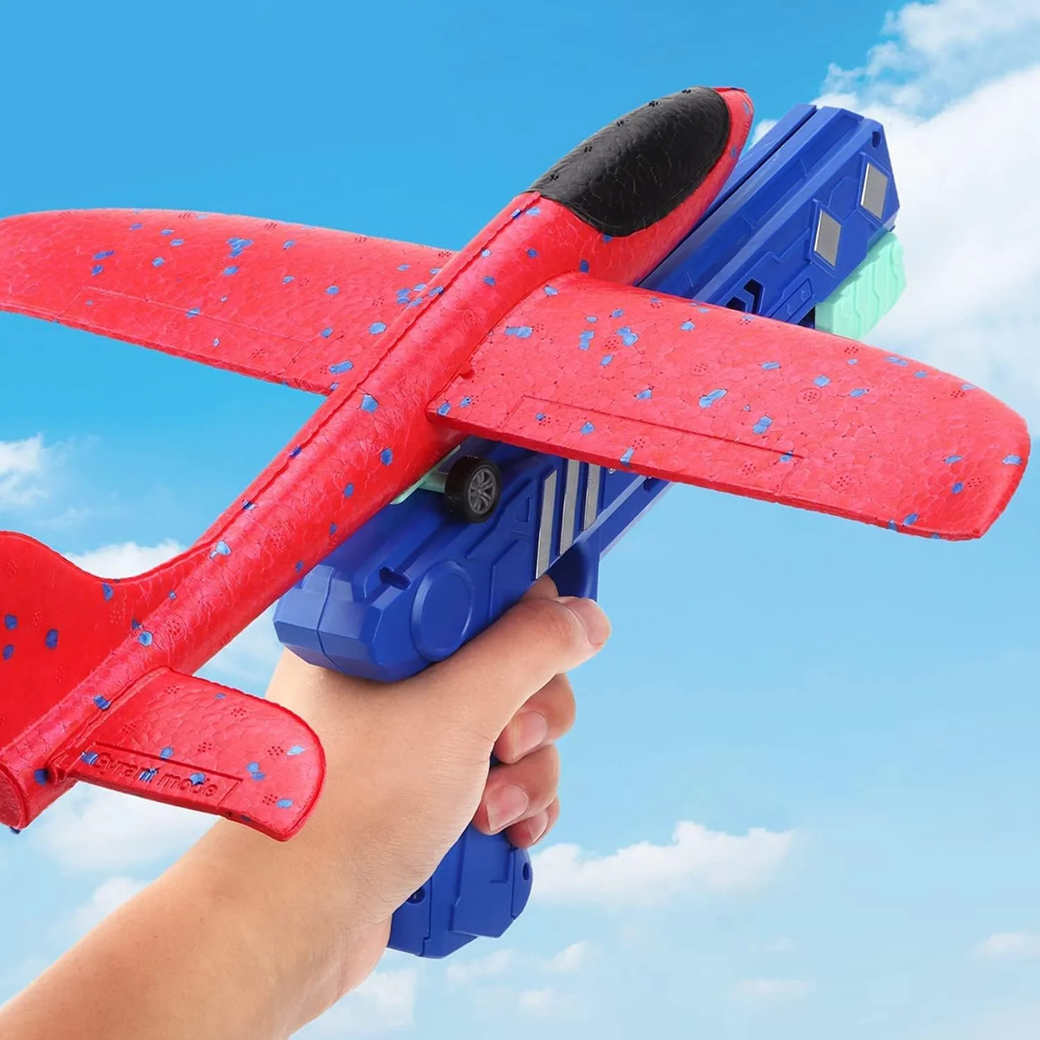 هواپیمای اسباب بازی KASTWAVE، مدل هواپیمای فومی پرتابی با 1 بسته هواپیمای فومی پرتابی بزرگ، هواپیمای فومی پرتابی با اسباب بازی پرتابگر، اسباب بازی پرنده برای کودکان (قرمز)