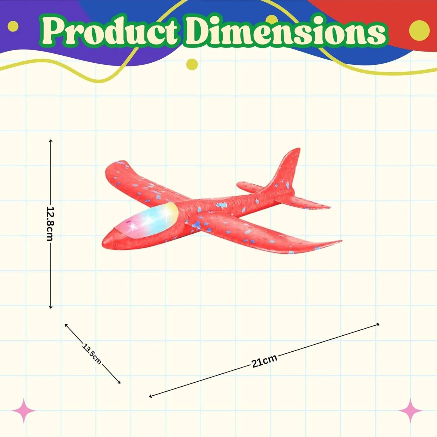 هواپیمای هوشمند خانگی با پرتابگر برای کودکان نوپا، هواپیما با چراغ، مجموعه 7 عددی شامل پرتابگر، هواپیمای فومی و گلوله های فومی EVA، ایده آل برای هدیه. (قرمز)