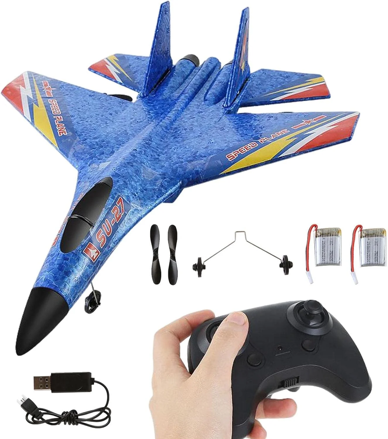 هواپیمای فومی - کنترل از راه دور با چراغ LED، اسباب بازی های پرنده فومی 2.4 گیگاهرتزی با ژیروسکوپ تعادل خودکار، هدیه تولد برای پسران دختران، ورزش های فضای باز