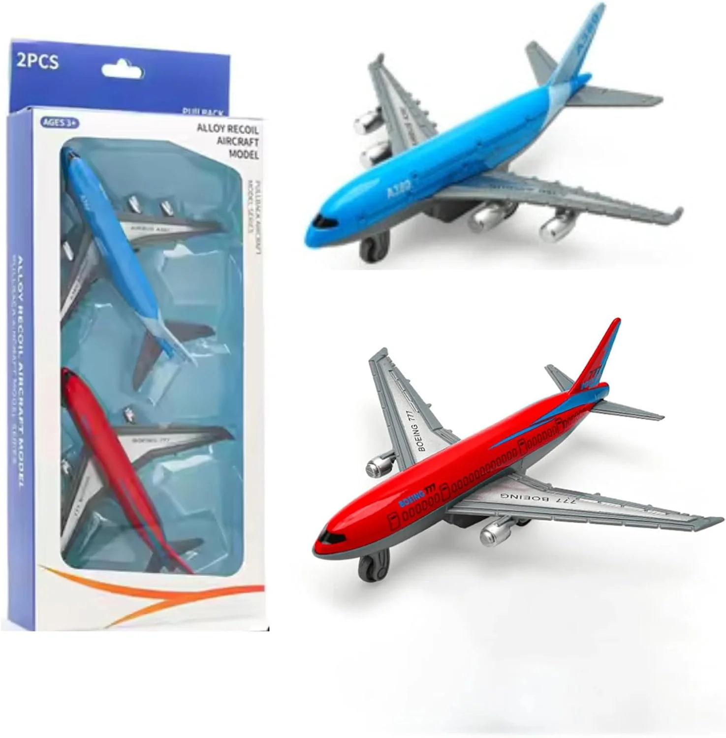 ست اسباب بازی مدل هواپیمای فلزی داتیوو، 2 عددی، اسباب بازی های مینی هواپیما با قابلیت عقب کشیدن برای کودکان، مدل های جت فلزی دایکاست بادوام، کلکسیونی سرگرم کننده و هدیه برای پسران و دختران، بدون نیاز به باتری
