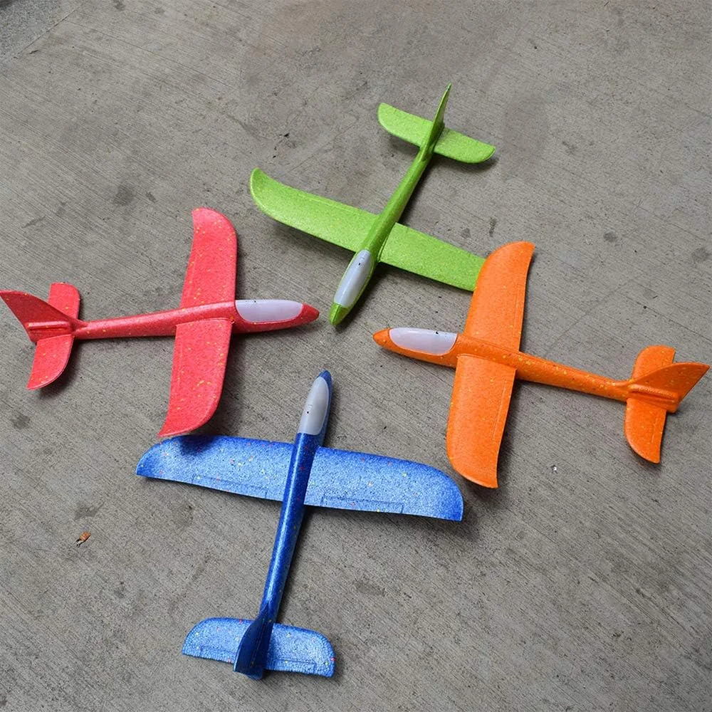 هواپیمای گلایدر پروازی SHOWAY با چراغ LED چشمک زن، 48 سانتی متر، حالت پرواز فومی، پرتاب هواپیما، هواپیمای آکروباتیک، اسباب بازی های بازی ورزشی در فضای باز هدیه برای کودکان 3 4 5 6 7 ساله پسر سبز