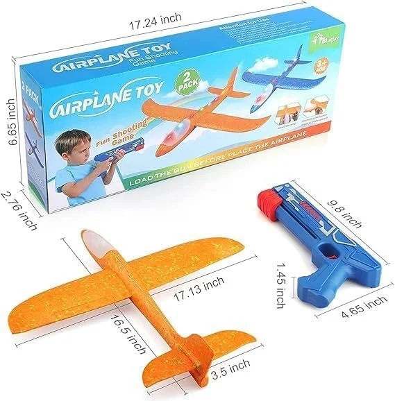 اسباب بازی هواپیما - هواپیمای گلایدر فومی LED، اسباب بازی های ورزشی و فضای باز برای پسران 4 تا 11 سال
