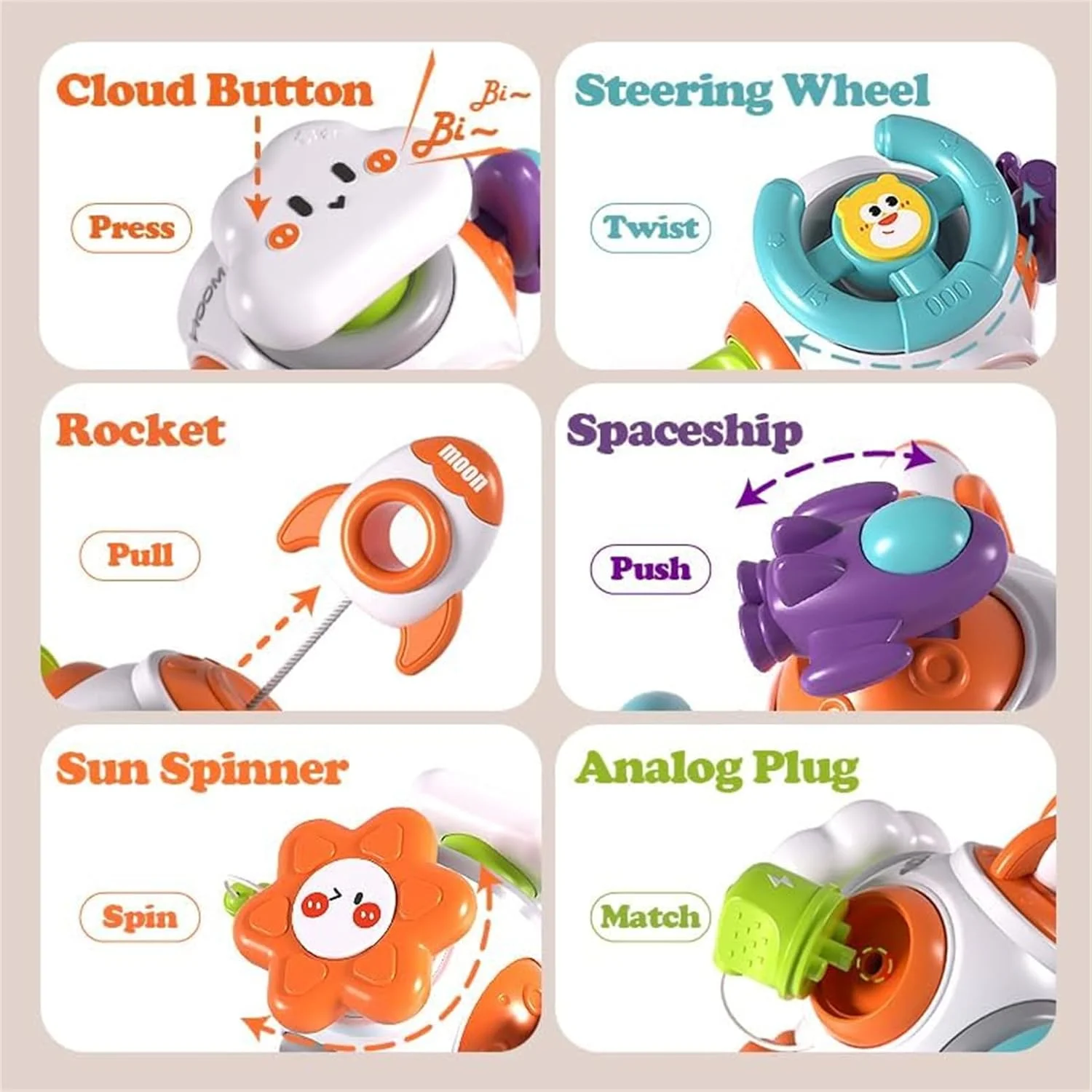 اسباب بازی های حسی کودک مونته سوری AM ANNA برای کودکان نوپا 1-3 ساله، اسباب بازی های مکعبی مسافرتی هدیه برای پسران دختران 6 9 12 18 ماهه 1 2 3 ساله، اسباب بازی های مسافرتی هواپیما و ماشین (ابر)