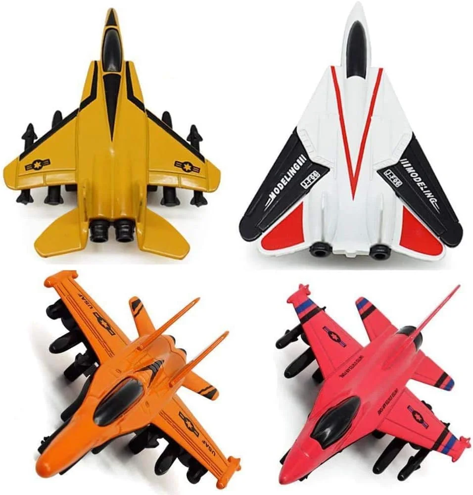 مجموعه اسباب بازی هواپیما - فلزی دایکاست نظامی، چند رنگ - 4 تکه