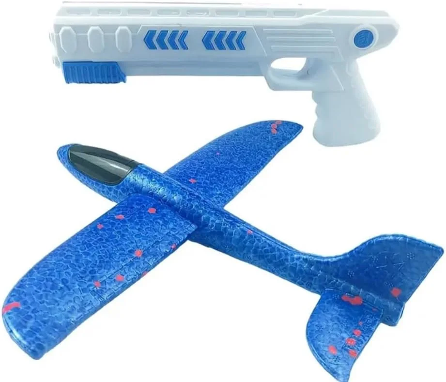 هواپیمای اسباب بازی فومی با پرتابگر، آبی و سفید، مجموعه هواپیمای گلایدر پرتابی دستی