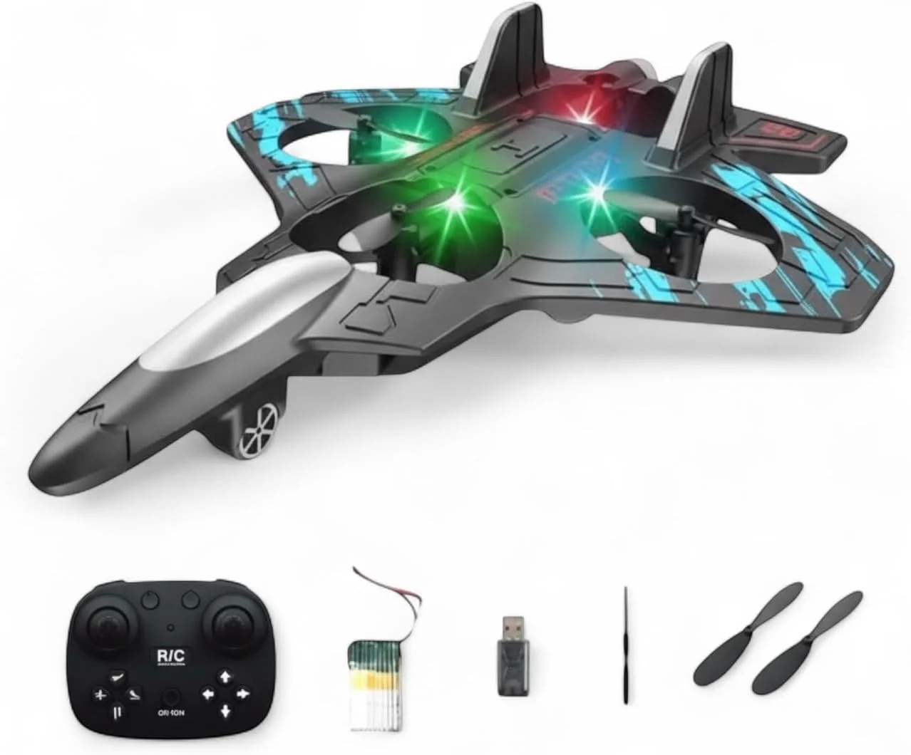 هواپیمای کنترلی 2.4 گیگاهرتزی مدل L0922 به همراه چراغ | هواپیمای جت کنترلی مناسب مبتدیان، کودکان و بزرگسالان | دارای قابلیت برخاست با یک دکمه، باتری قابل شارژ، حالت آکروباتیک، اسباب بازی مناسب فضای داخلی و خارجی