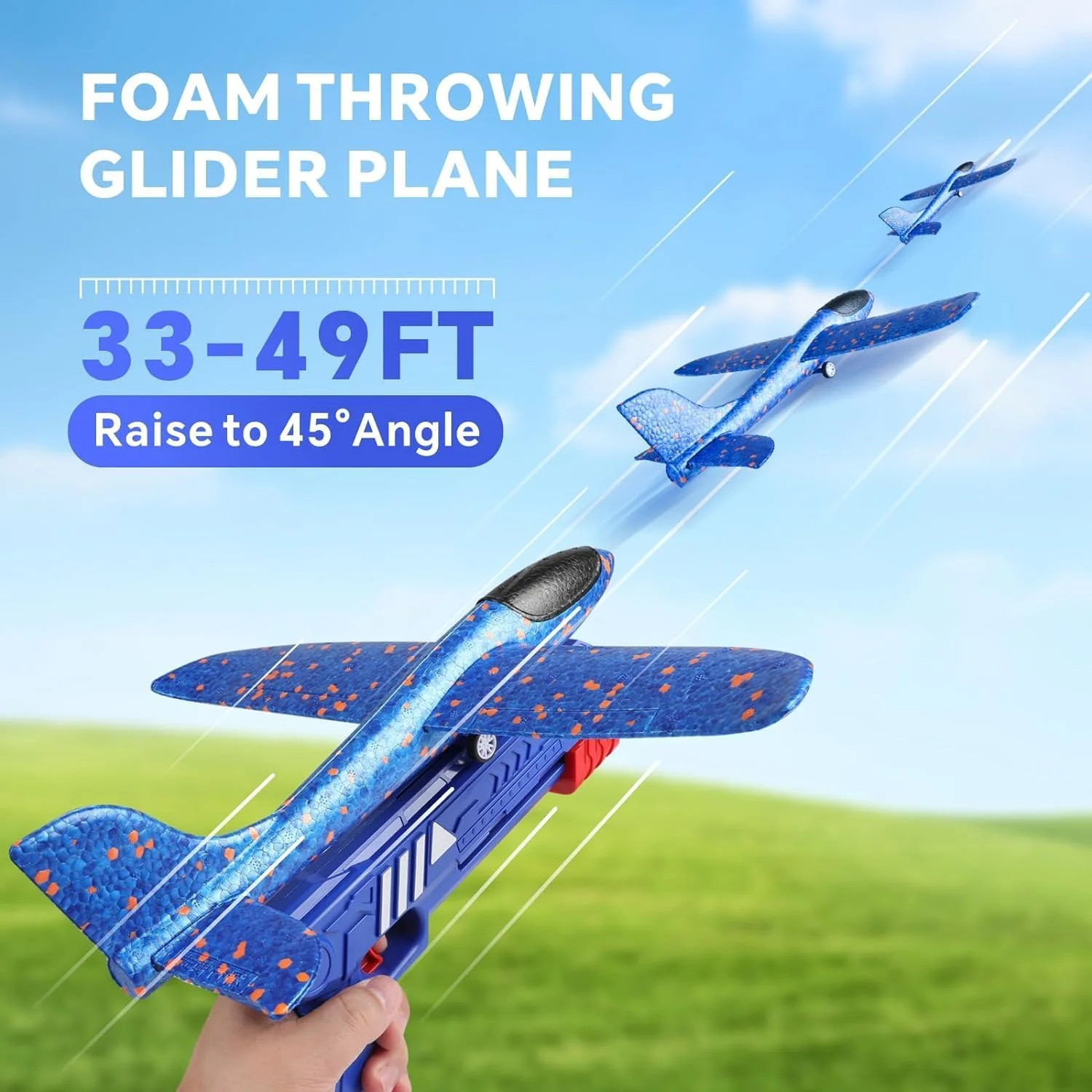 مجموعه ساخت هواپیما | هواپیمای فومی گلایدر به همراه پرتابگر | اسباب بازی پروازی مناسب فضای باز، هدیه تولد برای کودکان | هواپیمای اسباب بازی کودکان