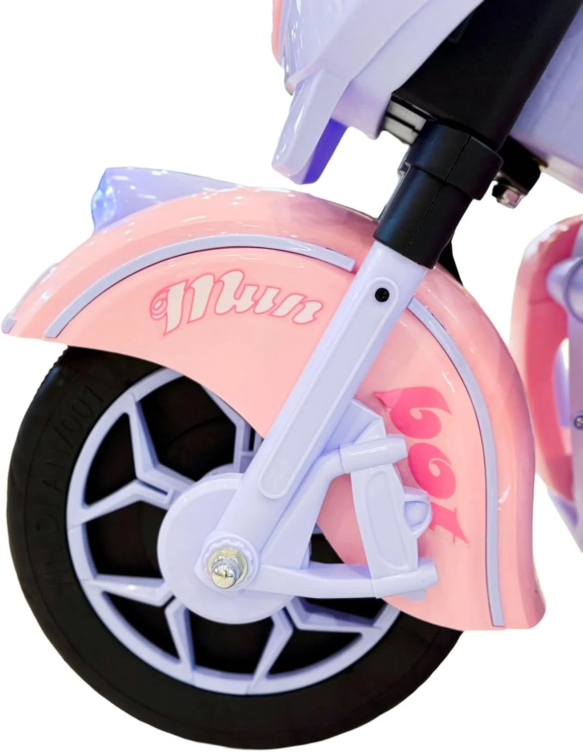 موتورسیکلت برقی کودکانه WINNER، صورتی و سفید، چراغ های LED، جعبه ذخیره سازی، با میله ایمنی مناسب برای 4-7 سال موتورسیکلت برقی کودکانه WINNER، صورتی و سفید، چراغ های LED، جعبه ذخیره سازی، با میله ایمنی مناسب برای 4-7 سال