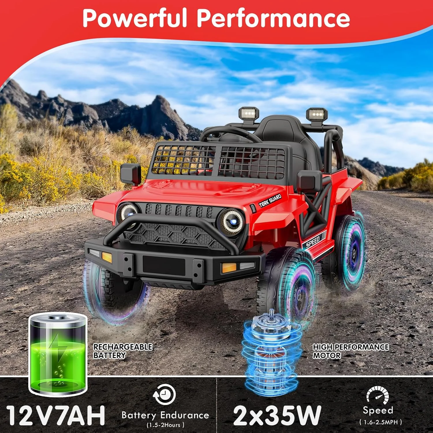 ماشین جیپ برقی سواری برای کودکان 1 تا 3 سال، 12 ولت 7 آمپر ساعت، با کنترل از راه دور والدین، هدیه کریسمس و تولد برای بچه ها، قرمز ماشین جیپ برقی سواری برای کودکان 1 تا 3 سال، 12 ولت 7 آمپر ساعت، با کنترل از راه دور والدین، هدیه کریسمس و تولد برای بچه ها، قرمز