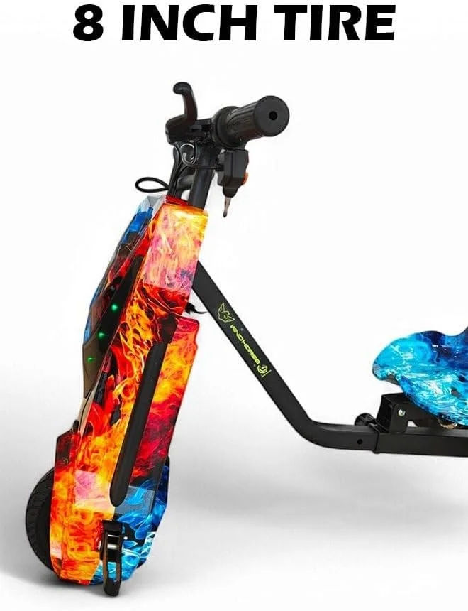 ماشین کارتینگ برقی کودک WINDHORSE، موتور 250 وات، باتری 36 ولت 4 آمپر ساعت | سرعت 20 کیلومتر در ساعت | لاستیک های 8 اینچی | فریم آلیاژ فولادی، دکمه دریفت چرخشی | چرخ های LED | 35 دقیقه زمان بازی