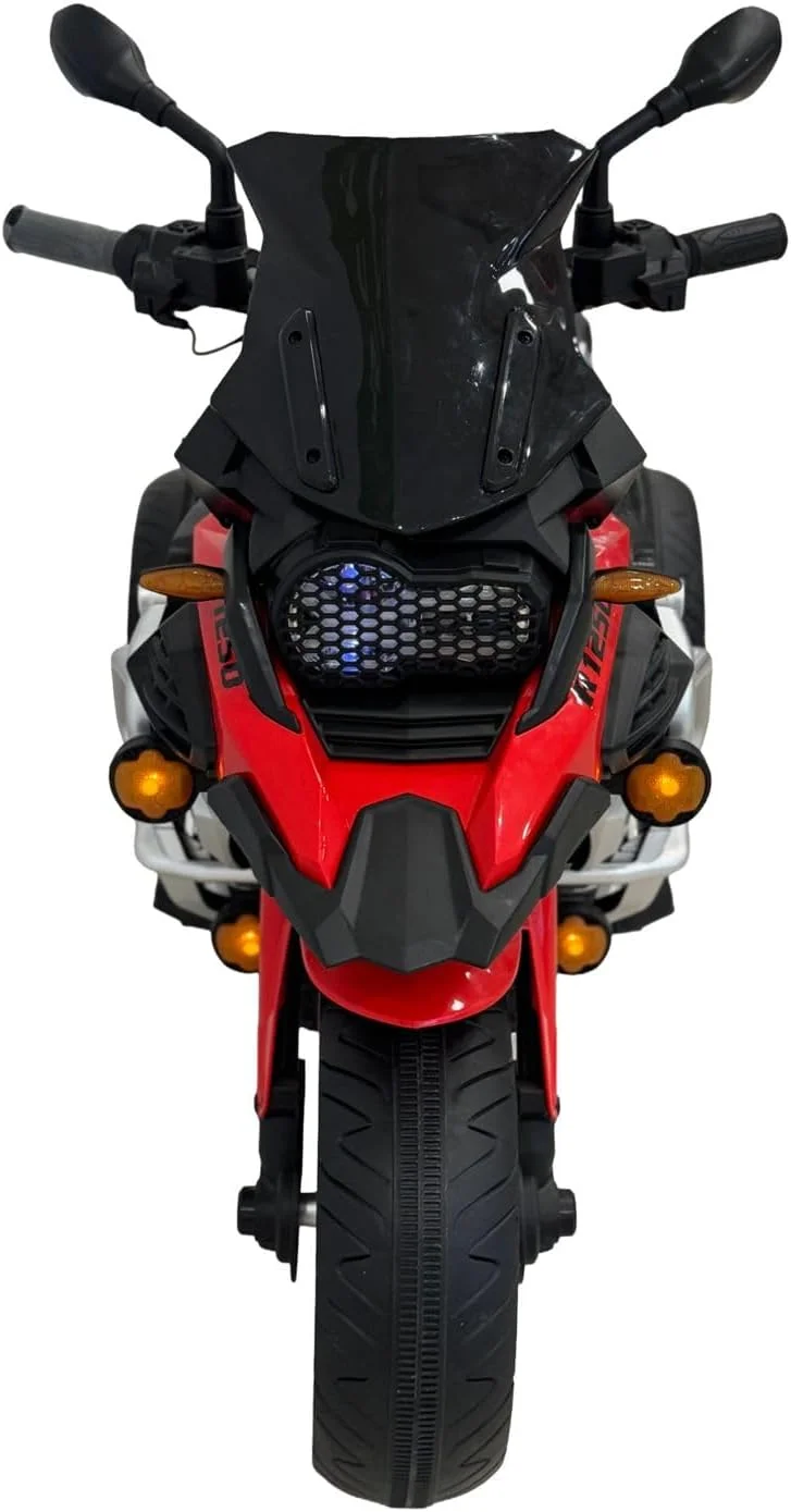 موتورسیکلت برقی کودکانه VLRA، اسباب بازی سواری به سبک مسابقه ای اسپرت قرمز و مشکی با چراغ های LED، طراحی 3 چرخ مناسب 4 تا 8 سال موتورسیکلت برقی کودکانه VLRA، اسباب بازی سواری به سبک مسابقه ای اسپرت قرمز و مشکی با چراغ های LED، طراحی 3 چرخ مناسب 4 تا 8 سال