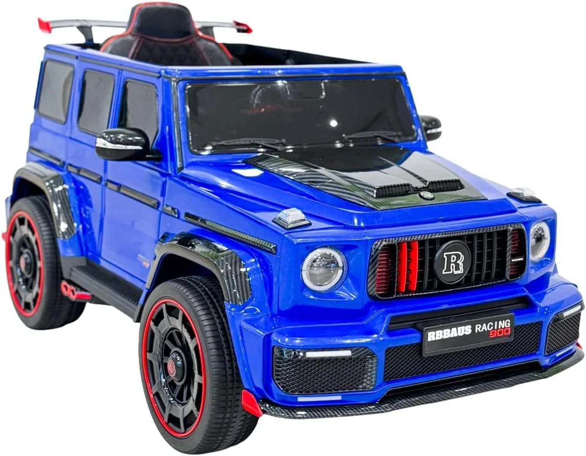 ماشین بازی کودکانه وی‌ال‌آرای، مدل مسابقه‌ای آبی رنگ، خودروی باتری‌دار ۱۲ ولت با کنترل از راه دور مناسب برای کودکان ۴ تا ۸ سال