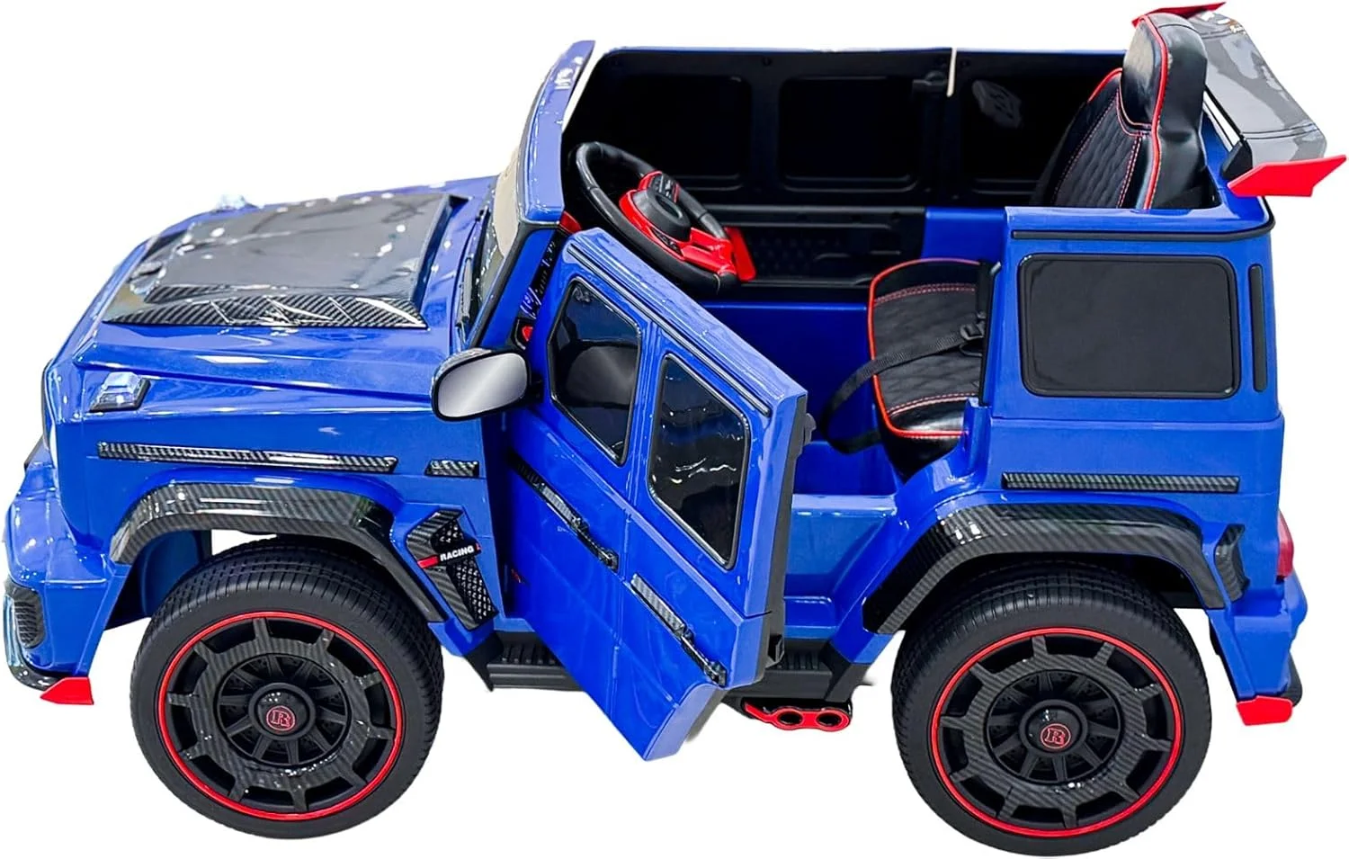 ماشین بازی کودکانه ویالآرای، مدل مسابقهای آبی رنگ، خودروی باتریدار ۱۲ ولت با کنترل از راه دور مناسب برای کودکان ۴ تا ۸ سال ماشین بازی کودکانه ویالآرای، مدل مسابقهای آبی رنگ، خودروی باتریدار ۱۲ ولت با کنترل از راه دور مناسب برای کودکان ۴ تا ۸ سال