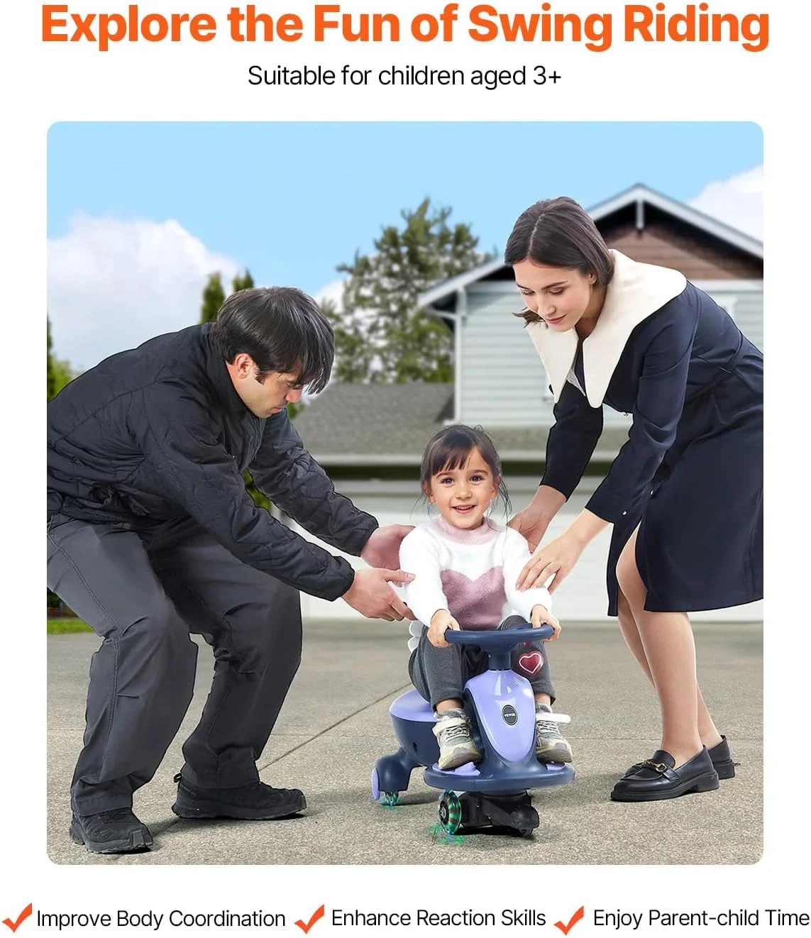 ماشین ویگل برقی VEVOR، تحمل وزن 68 کیلوگرم، اسکوتر ویگل با باتری قابل شارژ و بلوتوث، ماشین سواری 2 در 1 با چرخ های LED چشمک زن، ضد واژگونی و فرمان انعطاف پذیر، اسباب بازی سواری برای فضای باز ماشین ویگل برقی VEVOR، تحمل وزن 68 کیلوگرم، اسکوتر ویگل با باتری قابل شارژ و بلوتوث، ماشین سواری 2 در 1 با چرخ های LED چشمک زن، ضد واژگونی و فرمان انعطاف پذیر، اسباب بازی سواری برای فضای باز