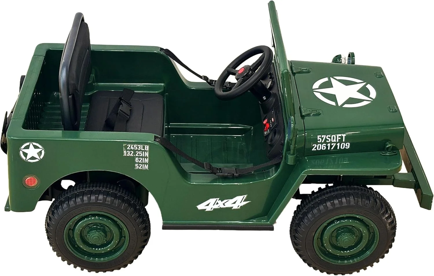 جیپ سواری کودکانه الکتریکی مدل نظامی VLRA BIKE، رنگ سبز ارتشی، دارای بیلچه، جزئیات نظامی واقعی، چرخ های مقاوم 12 ولت مناسب 3 تا 6 سال جیپ سواری کودکانه الکتریکی مدل نظامی VLRA BIKE، رنگ سبز ارتشی، دارای بیلچه، جزئیات نظامی واقعی، چرخ های مقاوم 12 ولت مناسب 3 تا 6 سال