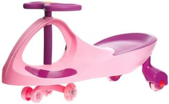 ماشین بازی کودک مدل 9004 با چرخ‌های LED، مناسب کودکان 2 تا 5 سال، شاسی ارگونومیک و پایدار (صورتی)