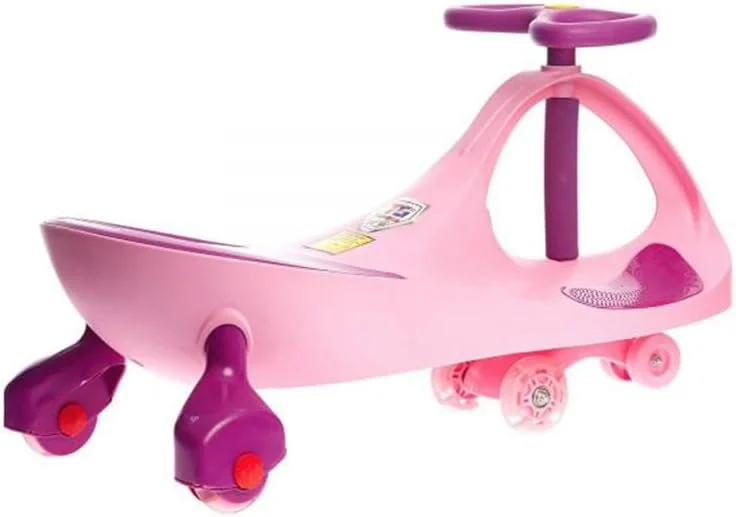 ماشین بازی کودک مدل 9004 با چرخ‌های LED، مناسب کودکان 2 تا 5 سال، شاسی ارگونومیک و پایدار (صورتی)