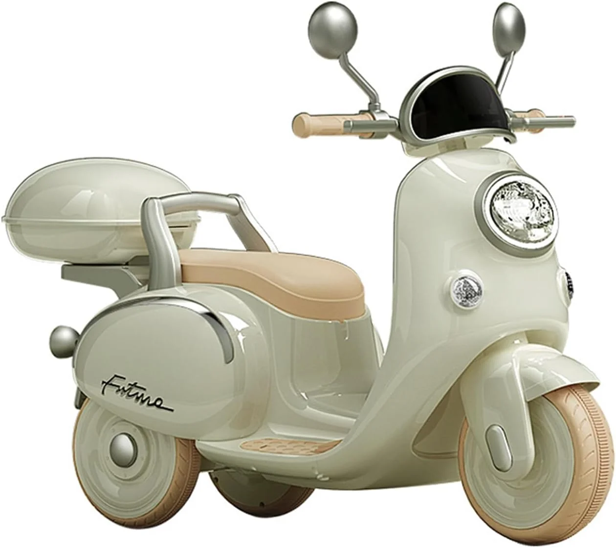 موتور سیکلت برقی کودکانه، موتور سیکلت سواری 6 ولتی با چرخ های آموزشی، چراغ جلو، موسیقی و بوق، موتور سواری کودکان برای پسران و دختران 3 ساله - سفید