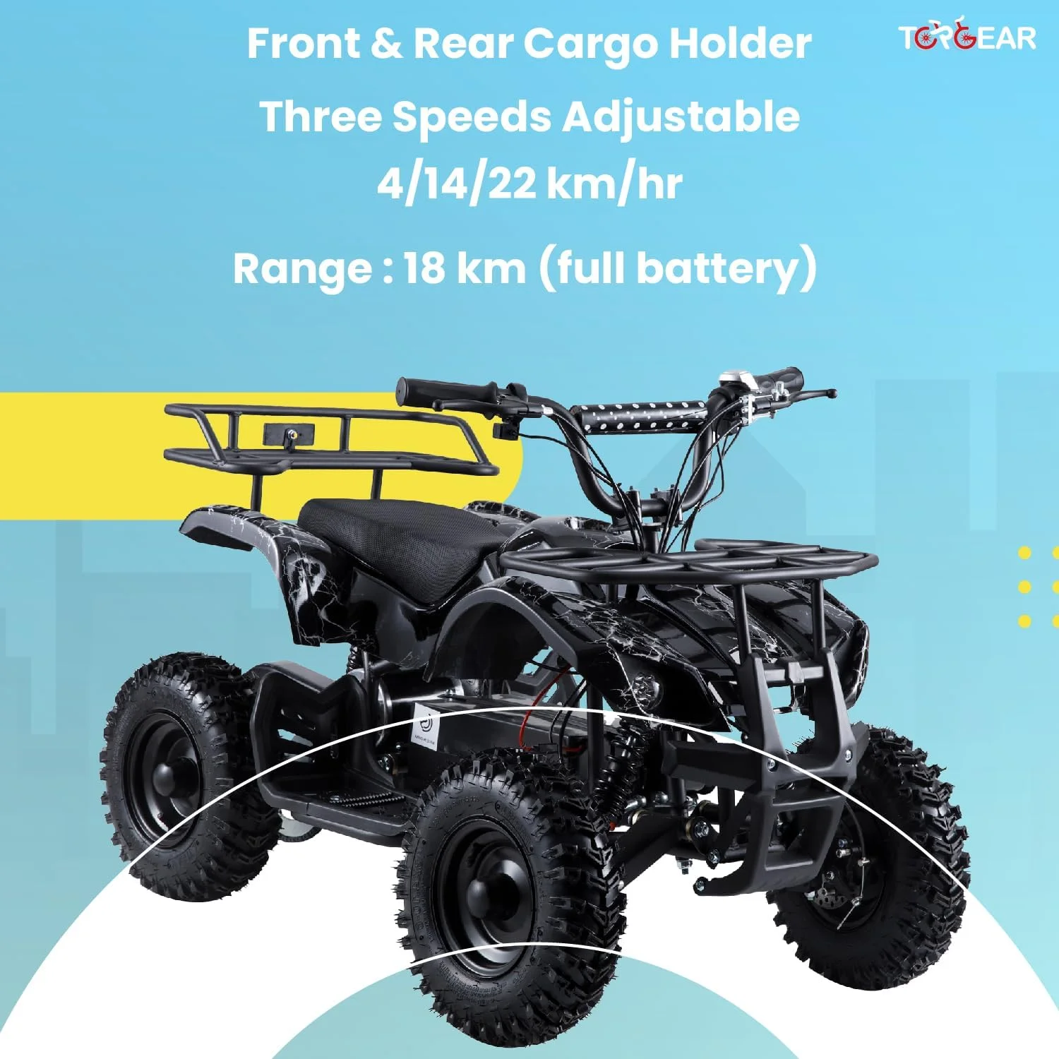 موتور چهار چرخ کودکانه Top Gear TG 250 ATV با سیستم تعلیق، موتور الکتریکی، چراغ های LED (آبی)