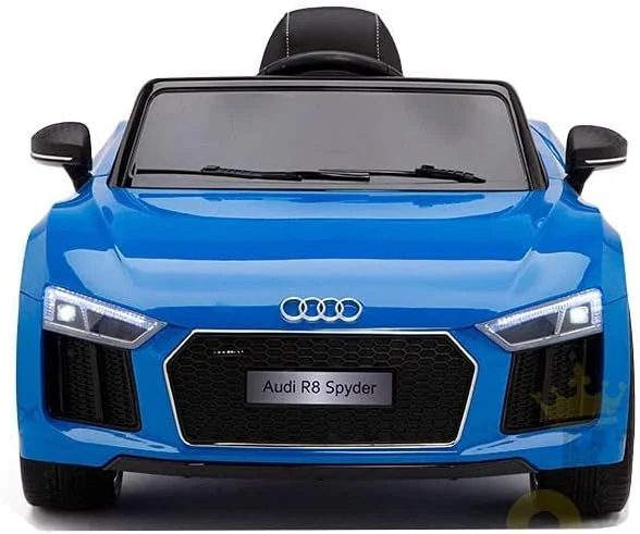 ماشین بازی الکتریکی مدل R8 SPYDER دارای مجوز، مناسب کودکان، با باتری 12 ولت، چراغ های LED، پخش MP3 و کنترل از راه دور والدین، برند DUNINATOYS (JJ2198) - آبی