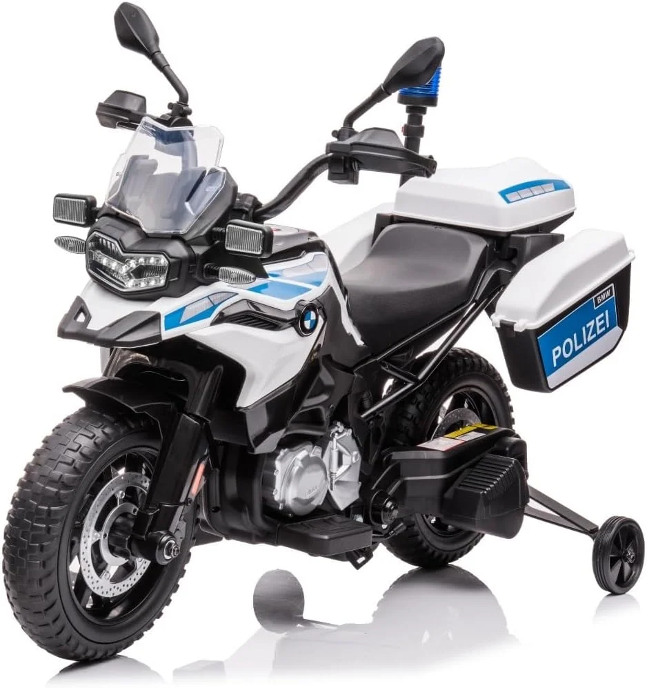 موتور سیکلت برقی کودکانه RALLY ELECTRIC، باتری 12 ولت 7 آمپر ساعت، 2 موتور، مناسب برای سنین 3 تا 6 سال، صندلی چرمی، دارای چرخ های کمکی چراغ دار، مسابقه دستی، موزیک، MP3، USB