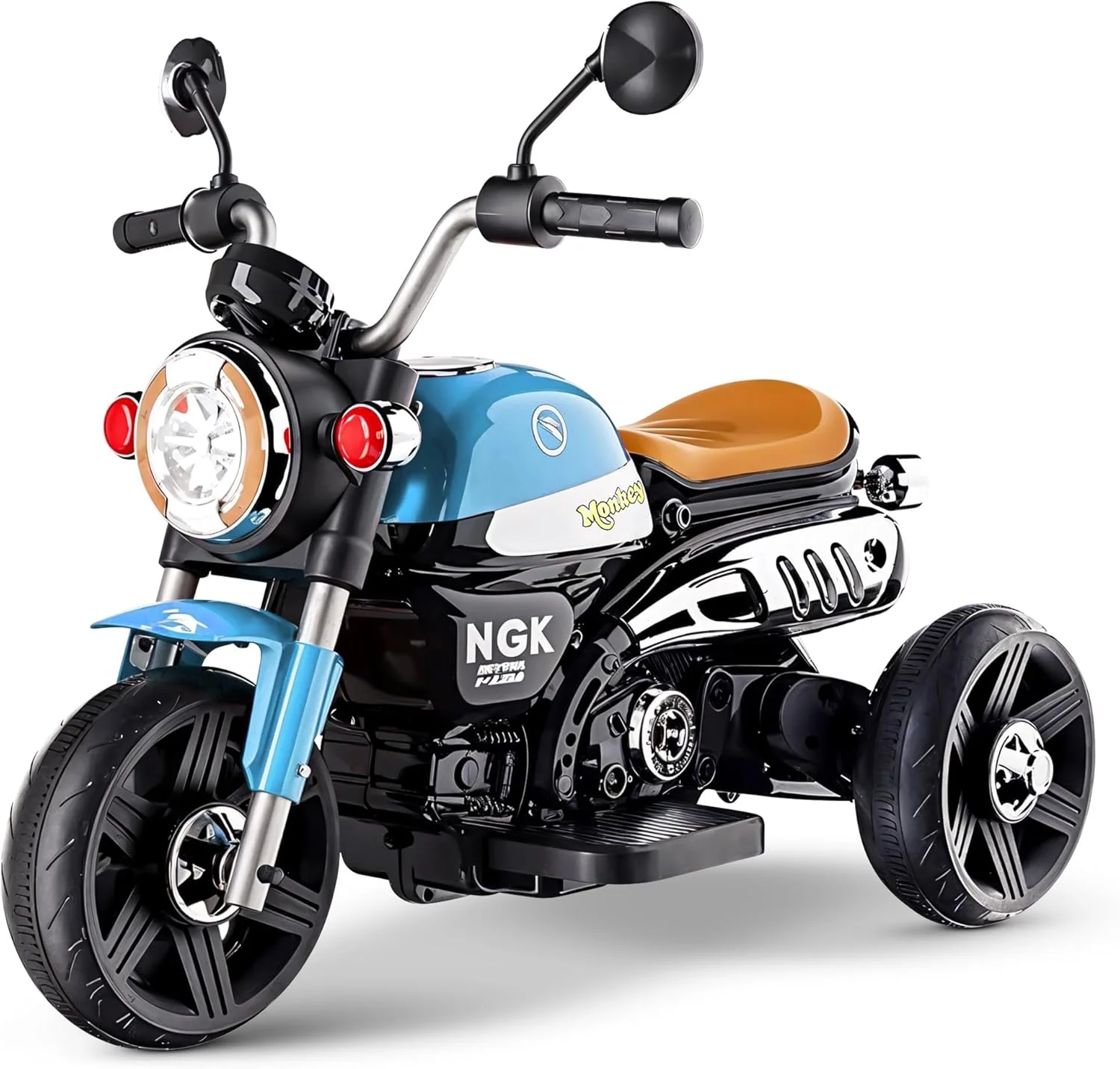 موتور سیکلت باتری خور کودک Baybee، اسباب بازی سواری موتور کودک با چراغ LED، بلوتوث و پخش موسیقی از طریق USB | موتور کودک شارژی | موتور برقی برای راندن کودکان 1 تا 4 سال - قرمز (آبی)