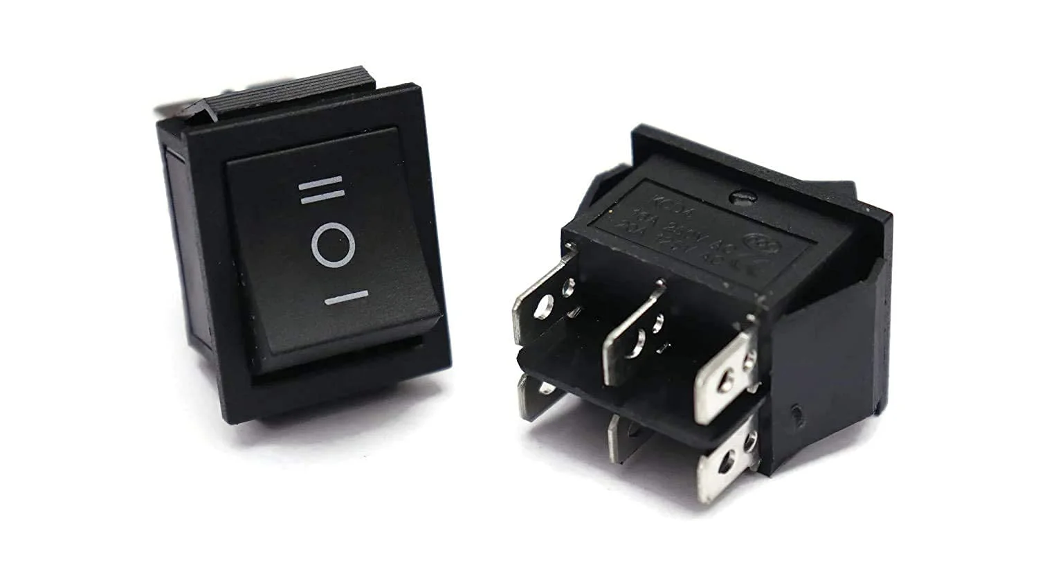 کلید راکر مشکی دکمه جلو و عقب برای ماشین ها و موتورهای شارژی کودکان، DPDT 3 حالته 16A 250VAC / 20A 125VAC 6 پین کلید راکر سنگین (MM-06)