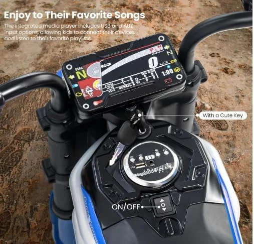 موتورکراس برقی برای کودکان، موتور بازی کودکان با چراغ LED و موسیقی | موتور شارژی کودک | موتور باتری خور برای رانندگی کودکان 2 تا 9 سال پسرانه دخترانه قرمز