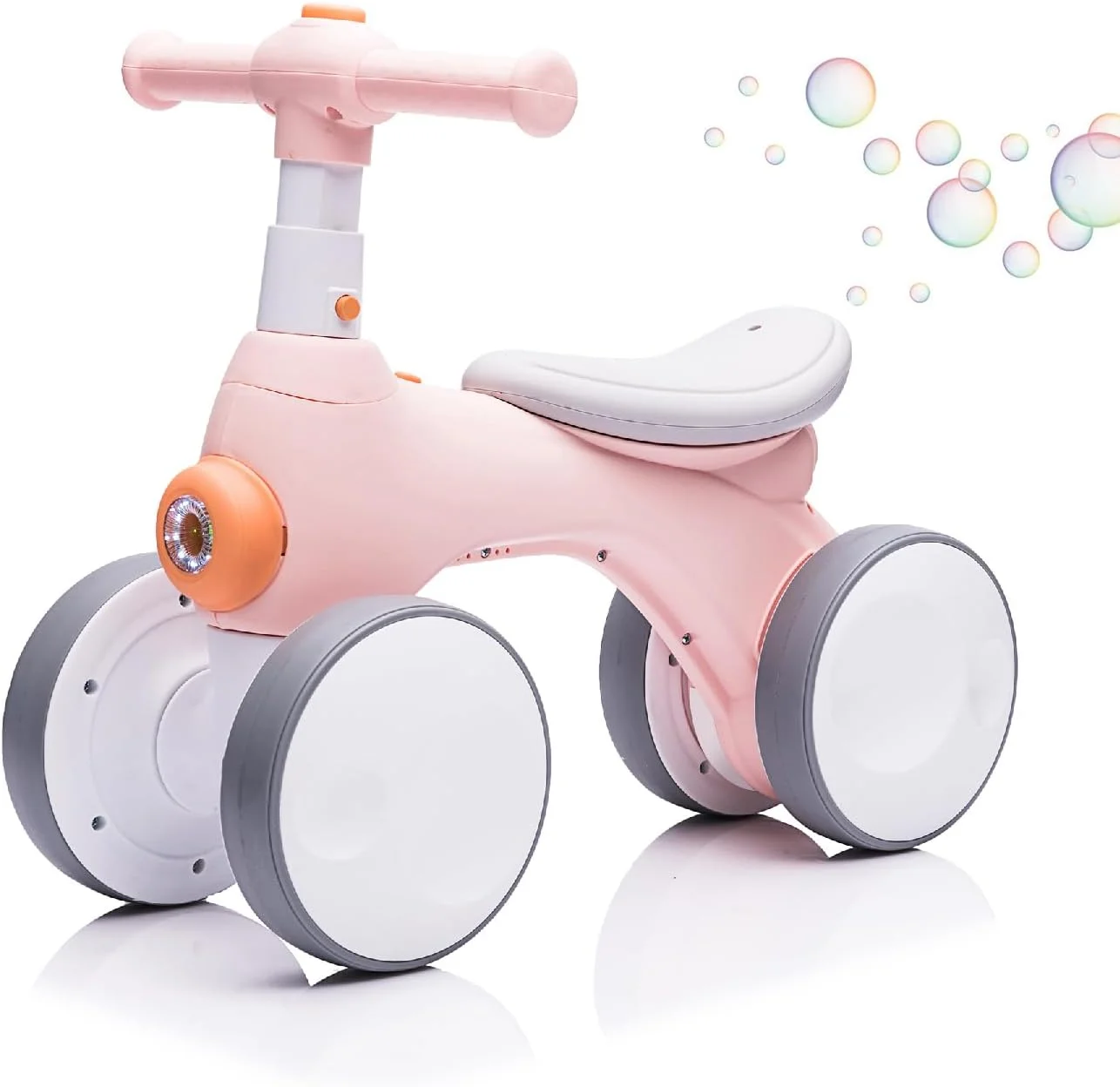 دوچرخه تعادلی برقی کودک با دستگاه حباب ساز، دوچرخه تعادلی 4 در 1 برای کودکان 1 ساله، اسباب بازی سواری دوچرخه حباب ساز با موسیقی و چراغ های LED