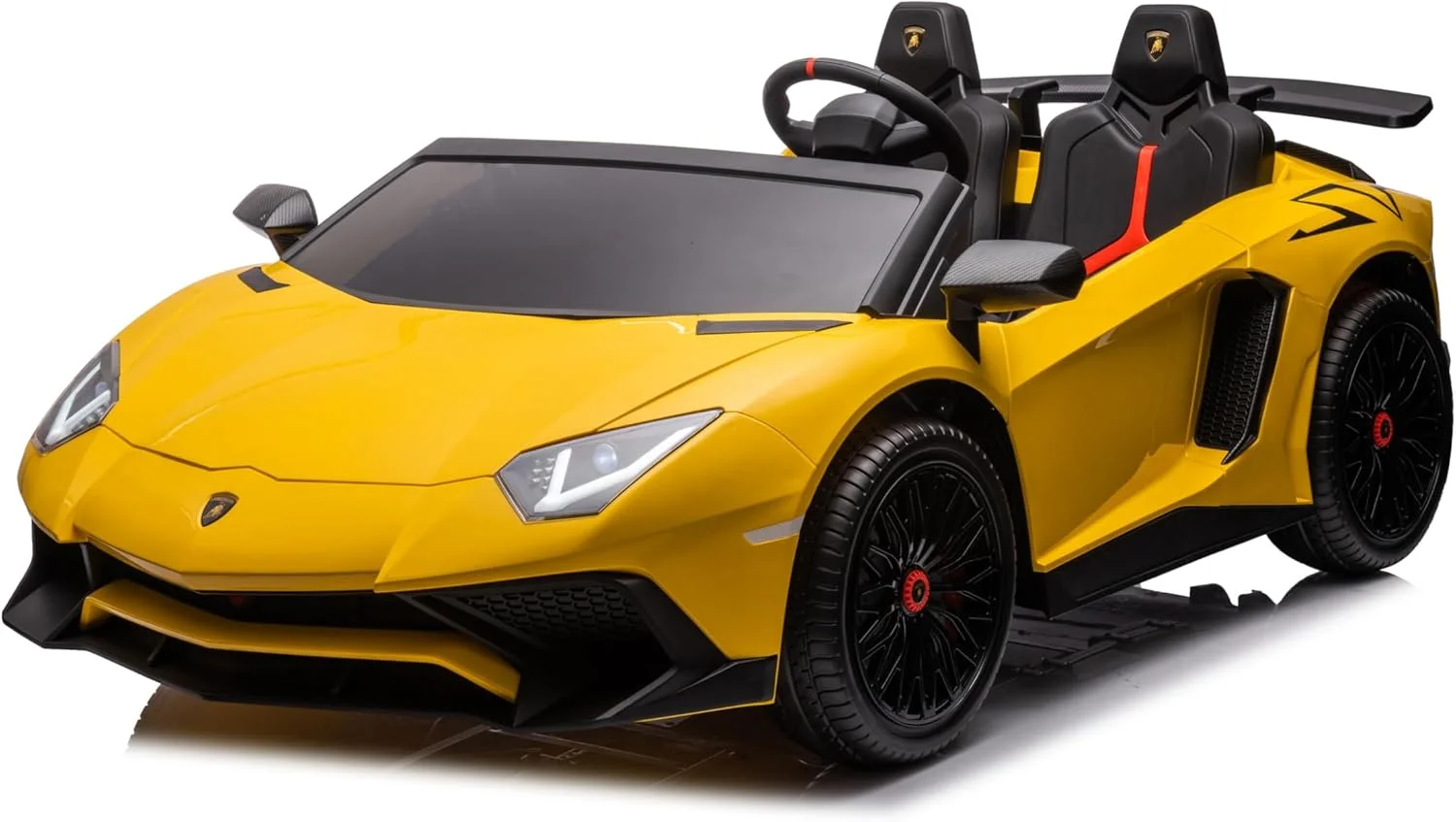 ماشین سواری شارژی کودک مدل LB 308EL با باتری 12 ولت، اسباب بازی ماشین سواری برقی برای پسران و دختران، با چراغ های LED و پخش کننده موسیقی (زرد)