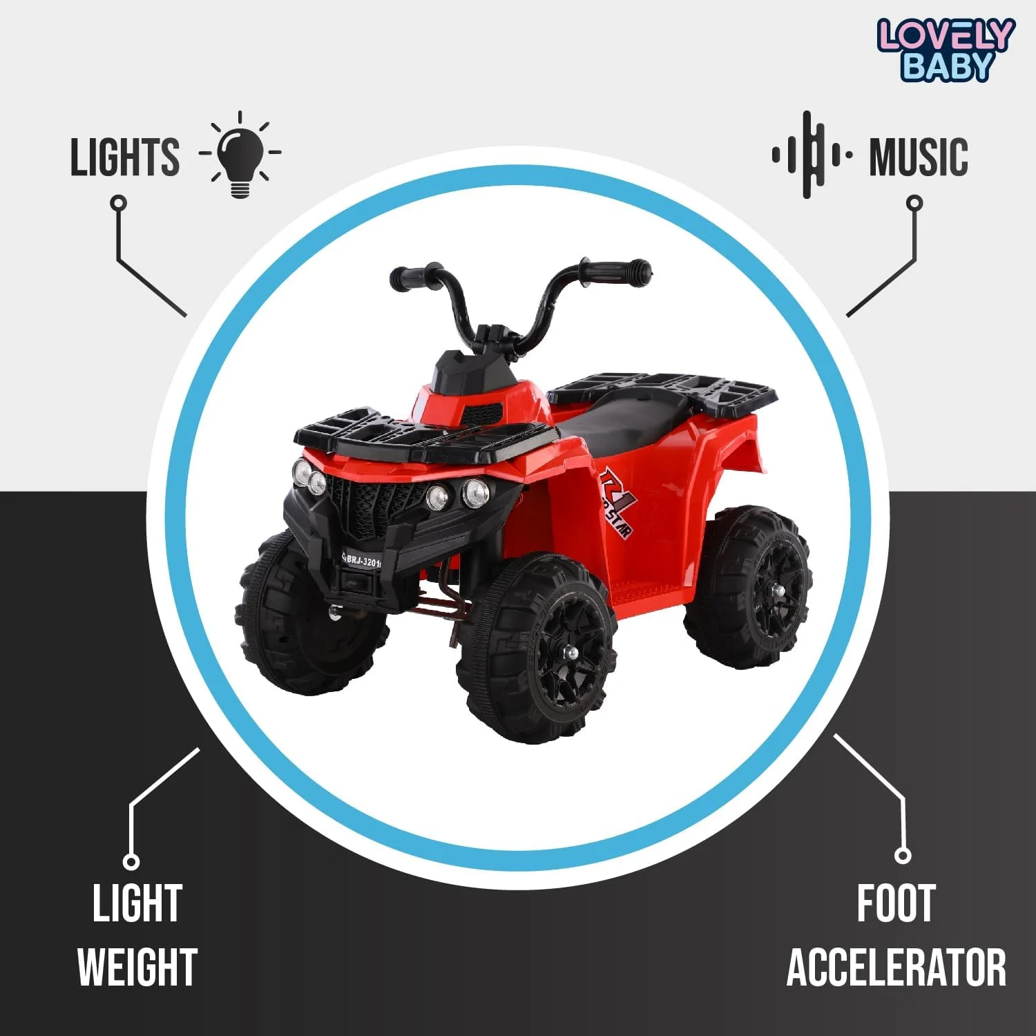 موتور چهارچرخ باتری خور کودک مدل LB 3201 (زرد) مونتاژ شده