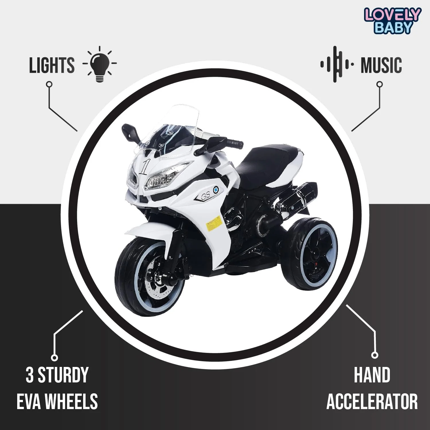 موتور سیکلت سواری کودکانه با طرح دوست داشتنی کودک مدل LB 1258 (M2) (آبی)