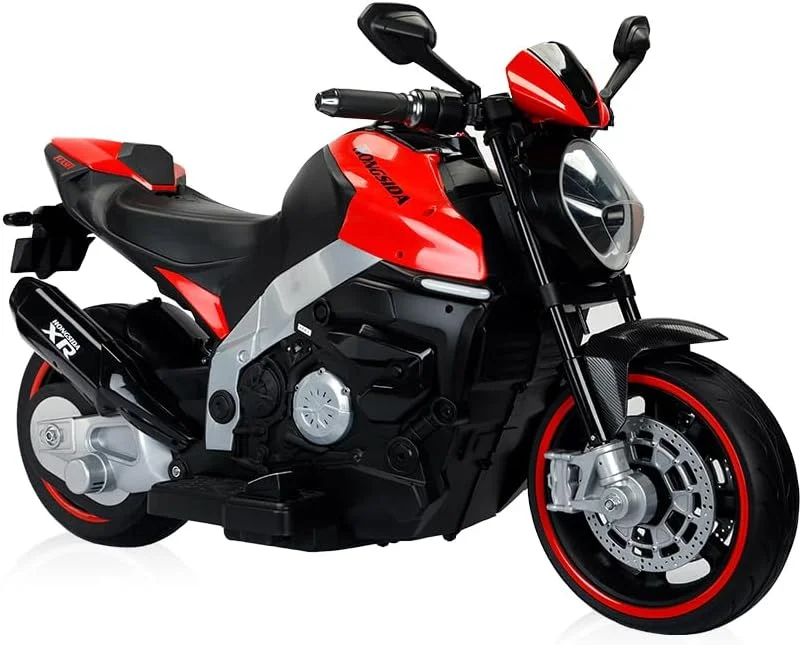 موتورسیکلت سواری قدرتی کودک مدل LB 9030EL، موتور سیکلت کودکانه، دارای چراغ های LED، موزیک، MP3، اهرم گاز دستی، صندلی چرمی، چرخ های EVA، مناسب برای سنین 2-4 سال (100% مونتاژ شده، قرمز)