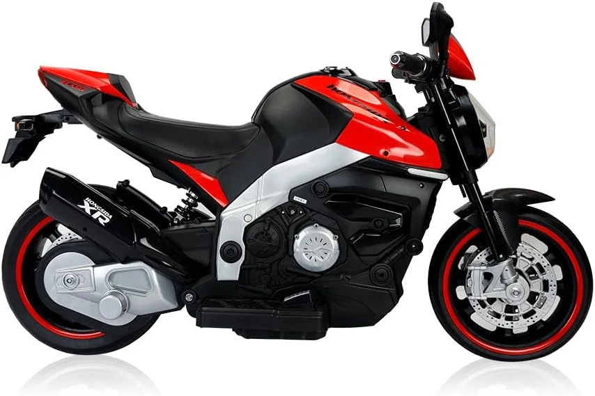 موتورسیکلت سواری قدرتی کودک مدل LB 9030EL، موتور سیکلت کودکانه، دارای چراغ های LED، موزیک، MP3، اهرم گاز دستی، صندلی چرمی، چرخ های EVA، مناسب برای سنین 2-4 سال (100% مونتاژ شده، قرمز)