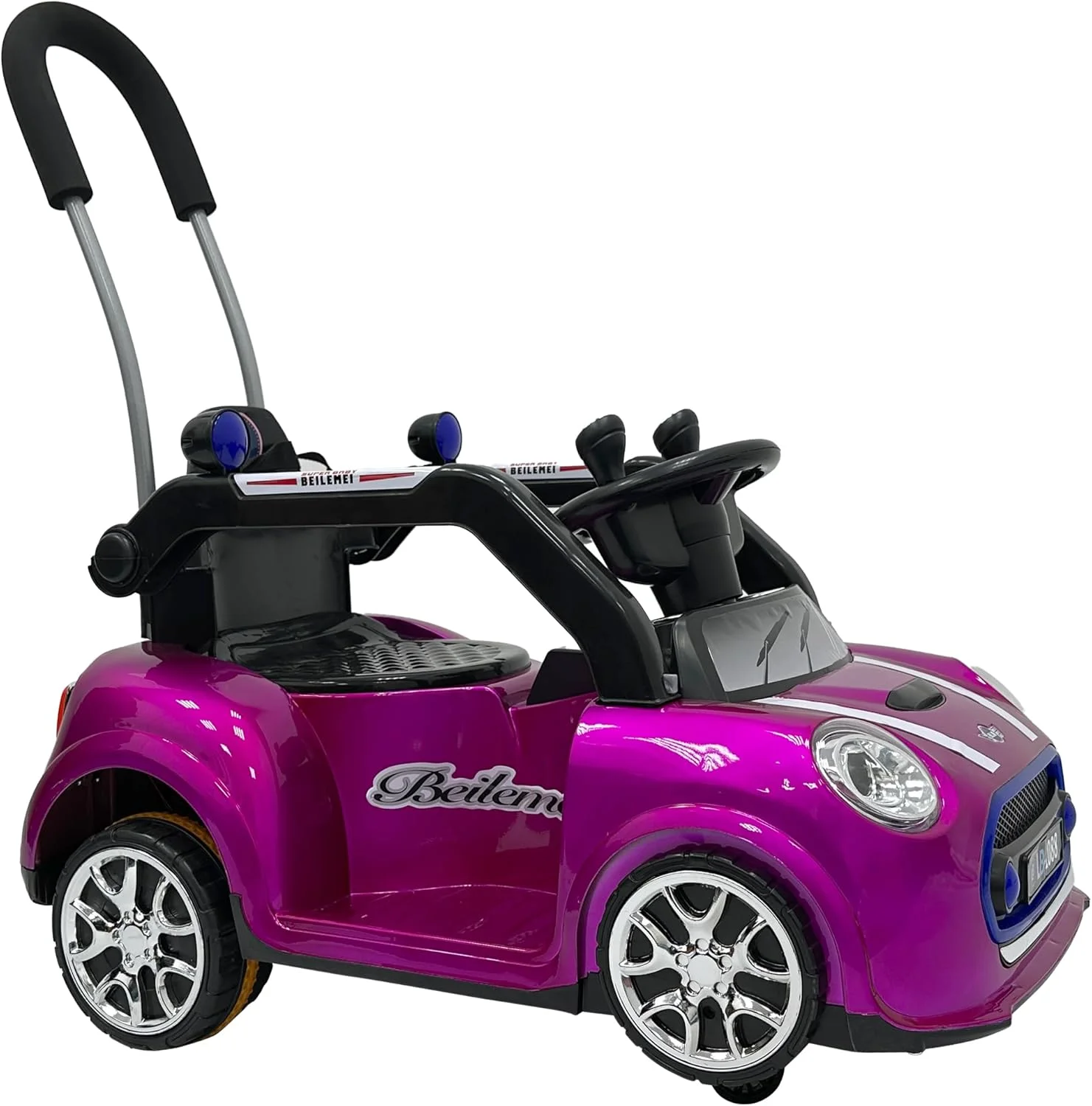 ماشین بازی کودک مدل LB 1088، ماشین الکتریکی با جوی استیک، موزیک، چراغ، دسته هل دهنده، هدیه برای پسران و دختران 1-3 ساله (100% مونتاژ شده، بنفش)