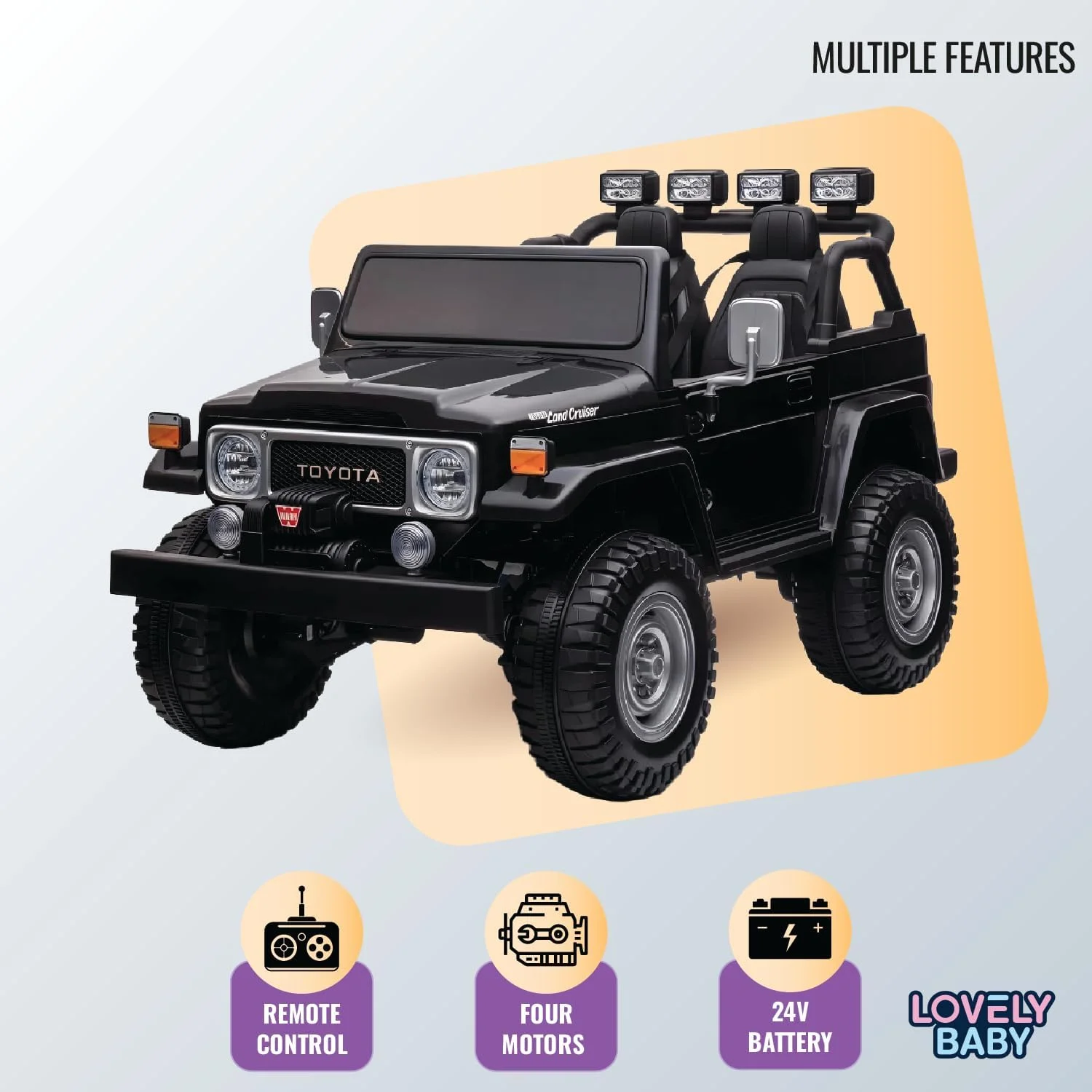 ماشین سواری کودک مدل LB 1630DX، ماشین بازی برقی، جیپ شارژی، هدیه ماشین نشستنی با کنترل از راه دور، موزیک و نور، مناسب برای 1 تا 6 سال (قرمز)