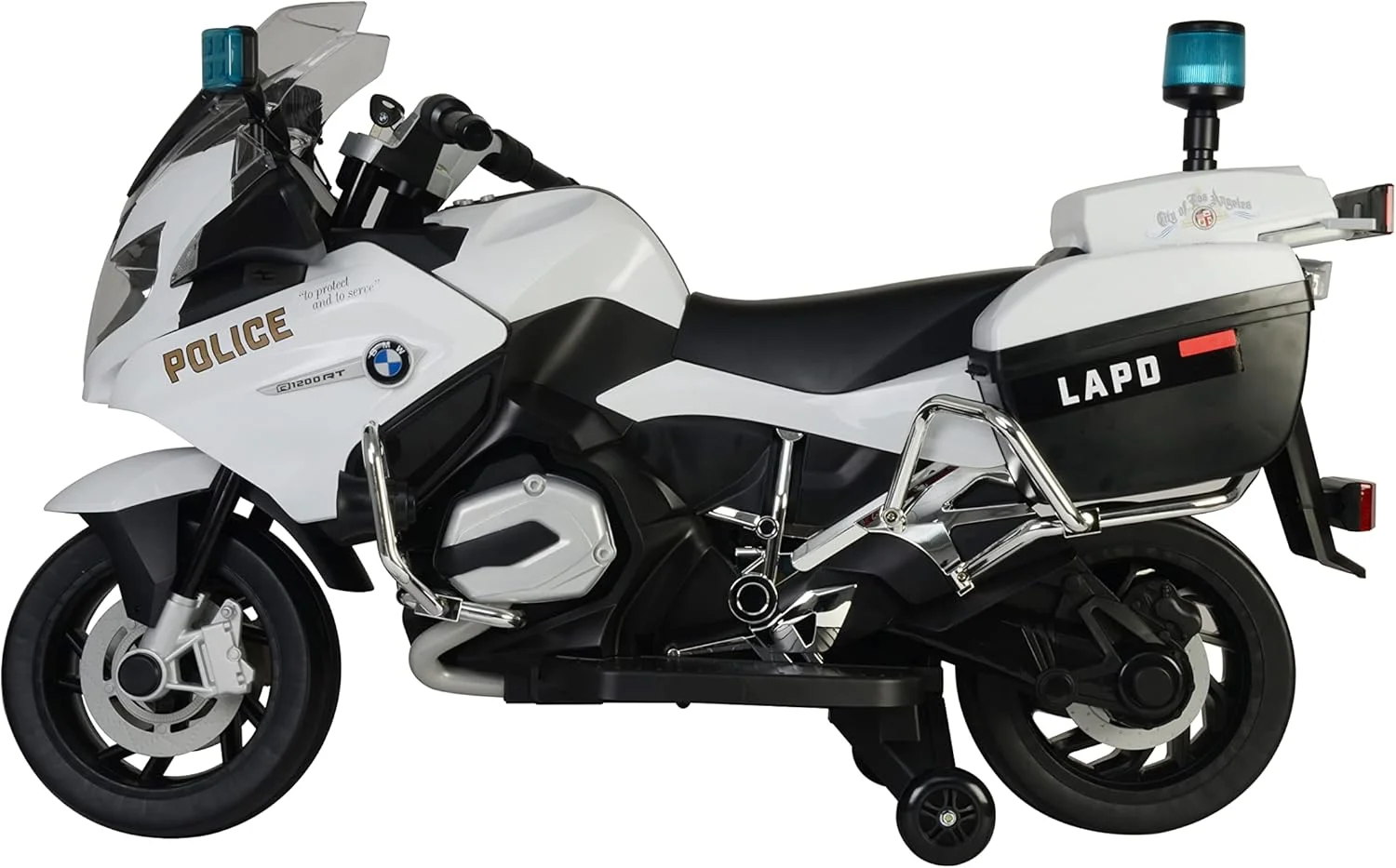 موتور سیکلت سواری کودکانه مدل Lovely Baby LB 212، موتور الکتریکی 12 ولت با صداهای ، چرخ های EVA، استارت با کلید و چرخ های کمکی (مونتاژ شده 100%، سفید)