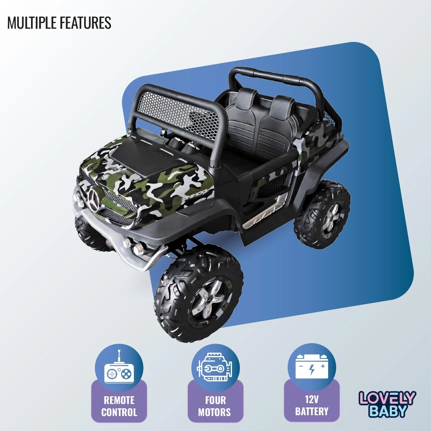 ماشین جیپ سواری کودکانه مدل LB 858DX، ماشین بازی الکتریکی، کامیون قدرتی، ماشین نشیمن دار با کنترل از راه دور، چراغ، موسیقی، بهترین هدیه برای کودکان 2-6 سال (100% مونتاژ شده، سبز)