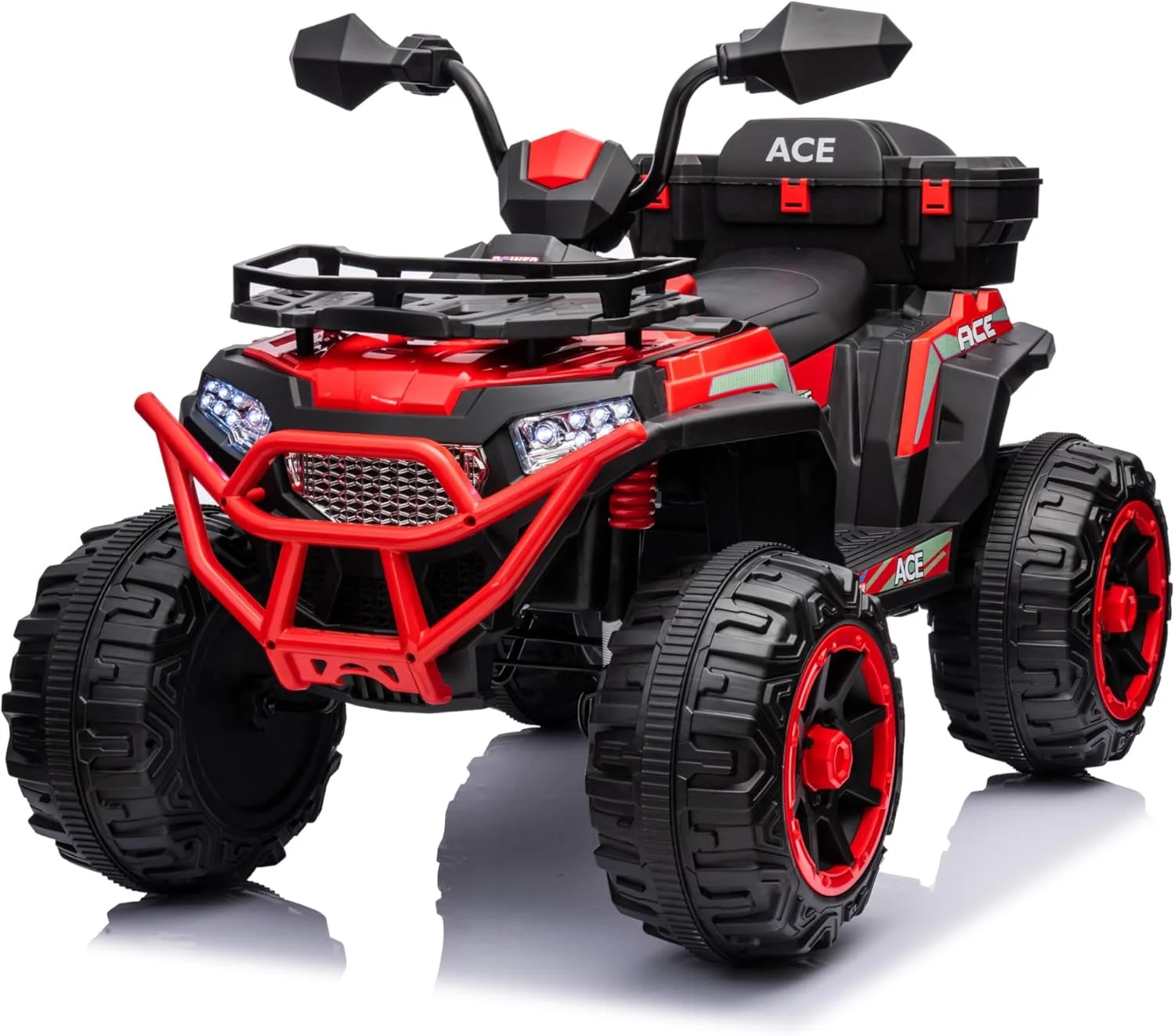 موتور چهار چرخ کودکانه قدرتمند LB 404E، موتور سیکلت سواری با چرخ های EVA، موتور برقی 12 ولت با 2 موتور، هدیه وسیله نقلیه آفرود برای کودکان نوپا (100% مونتاژ شده، قرمز)