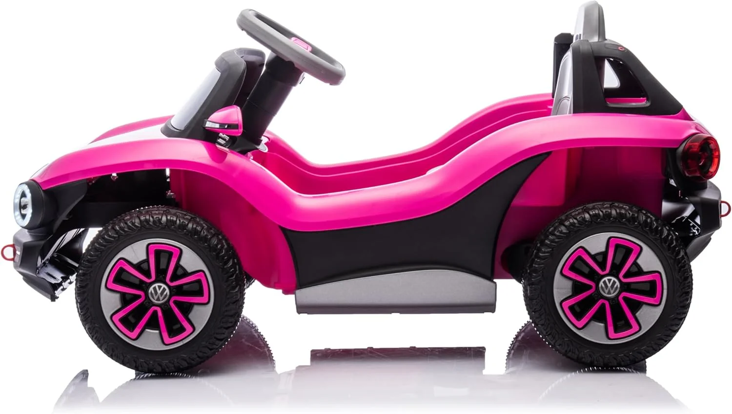 ماشین بازی کودک LB 3003EL با باتری، ماشین الکتریکی با چرخ‌های EVA، صندلی چرمی، چراغ‌ها، پخش موسیقی، فضای ذخیره‌سازی عقب، مناسب برای پسران و دختران 2 تا 5 سال (100% مونتاژ شده، صورتی)