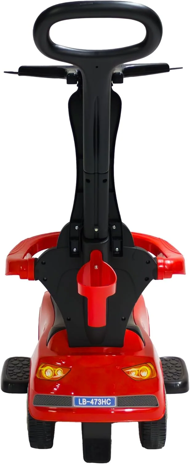 ماشین بازی کودک مدل LB 473HC 3 در 1 - اسباب بازی سواری تاشو کودک با دسته و سایبان، مناسب برای استفاده در داخل و خارج از منزل (قرمز)