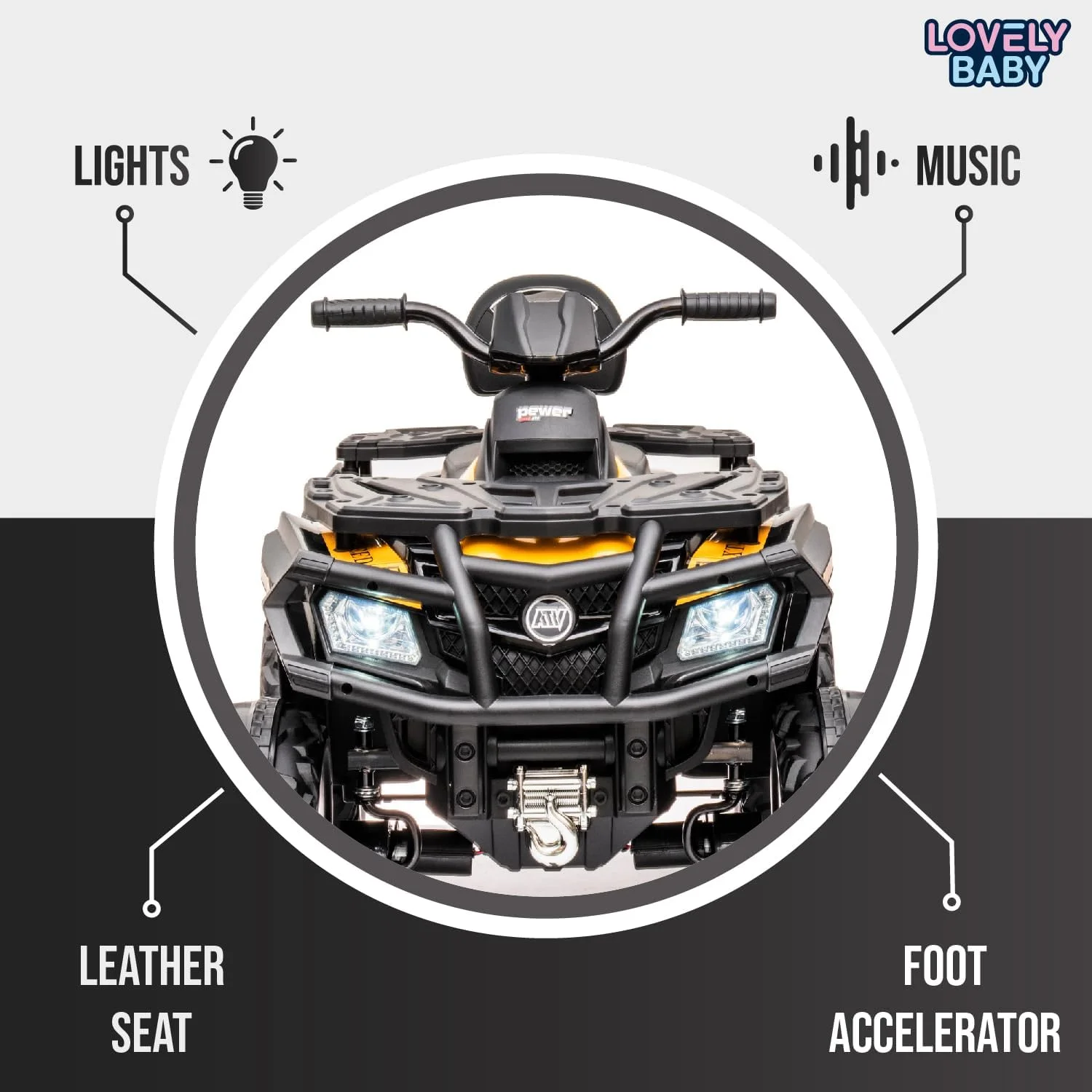 موتور چهار چرخ کودکانه مدل LB 607EL، چهار موتوره، مناسب کودکان 3 تا 10 سال (نیمه مونتاژ، زرد)
