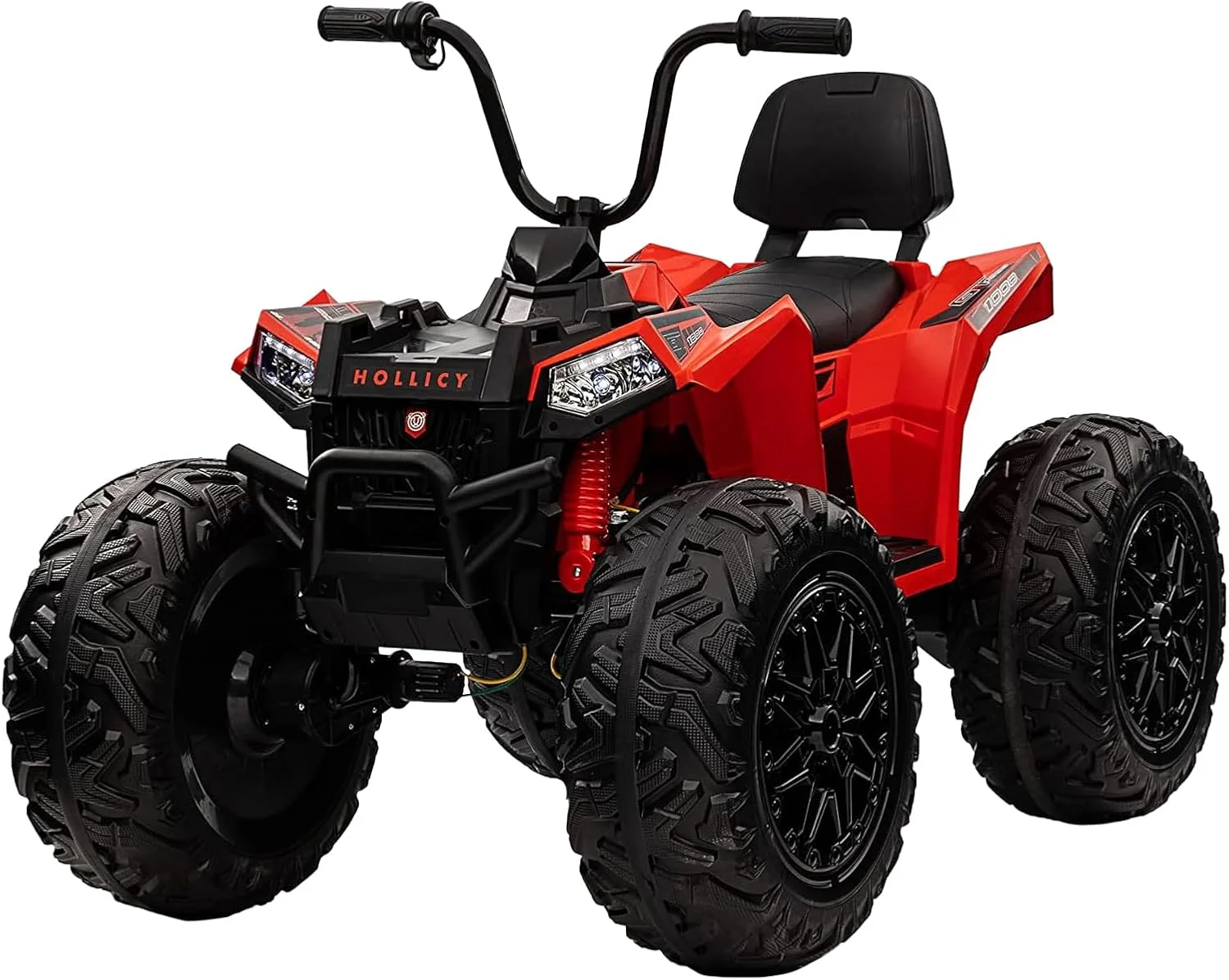 موتور چهار چرخ کودکانه دوست داشتنی مدل LB 808E، موتور سواری چهار چرخ، موتور برقی با باتری 24 ولت، هدیه وسیله نقلیه آفرود برای کودکان تا 15 سال (100% مونتاژ شده، قرمز)