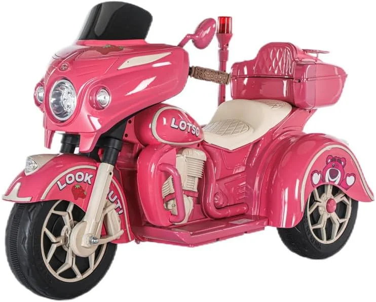 موتور سیکلت سه چرخ شارژی کودک مدل Lovely Baby LB 8008 (M2)، باتری 12 ولت، پدال گاز، چراغ، MP3/USB، مناسب برای سنین 2 تا 4 سال (100% مونتاژ شده، صورتی)